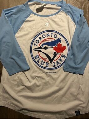 Blue Jays shirt 3/4 length men's XL new 100% cotton baseball team sport